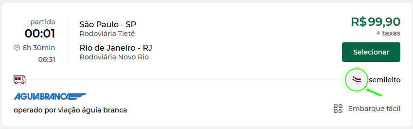 Print destacando ícone do tipo de ônibus.